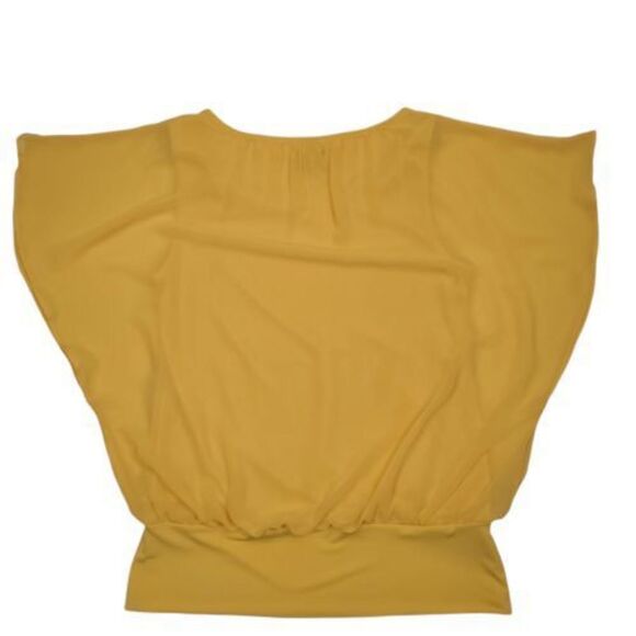 JM COLLECTION Flutter-Sleeve Top Cornmeal Yellow XL - Picture 3 of 3